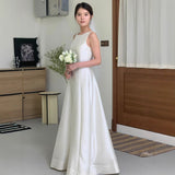 Certificate Registration Sleeveless Light Wedding Dress Bridal Registration Small White Dress French Simple Temperament Edible Engagement Dress HZ0517