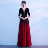 Black And Red Gradient Choir Performance Costume Temperament High Sense Of Senior Sense Of Seniors Presiding Performance Dress 2026 New Evening Dress HZ0517