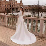 2026 Spring New Bridal Long-Sleeved Thin Travel Shooting Simple Tail Light Wedding Dress HZ0517