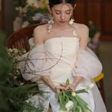 Champagne Wedding Dress High-End Wedding Dress Bride Wedding Back Door Morning Robe Banquet Annual Toast HZ0517