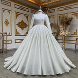 Long-Sleeved Heavy Industry Bridal Wedding Dress Luxury Tailed Wedding Dress Pony Skirt High Sense Of Light Luxury HZ0517