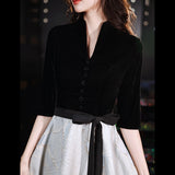 Banquet Evening Dress Women's 2026 New Temperament Show Performance Choir Dress Black Long Dress HZ0517