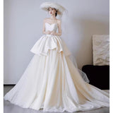 Brasing Light Dress Adult Ceremony High-Level Temperament Simple French Style Yarn Beauty Engagement Certificate Welcome Yarn HZ0517