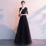 Temperament Evening Dress Women 2026 New Summer Banquet Elegant Long Black Annual Meeting Dress Dress HZ0517