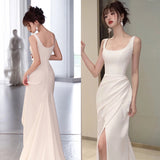 Suspension Belt Light Wedding Dress Slim Thin Fish Tail Out Yarn 2026 New Winter White Vertery Dress Dress Dress Dress HZ0517