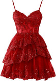Fine Shoulder Strap Tulle Sling Evening Dress Party Ball Dress Short Lace Lace Dress High Sense HZ0517