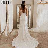 Light Wedding Dress White Dress Female Wish Italian Side Neck Dew Simple Tail Bridal Dress Softness HZ0517
