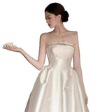French-Style Fasender Light Wedding Dress 2026 New Bridal Temperament White Bra To Go Out To Greet The Bow Dress HZ0517