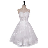 Front Short And Rear Long French Lace Sling 2026 New Bridal Travel Photo Wedding White Birthday Party Dress HZ0517