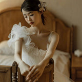 Light Wedding Dress New Sweet Engagement Dress Dress To Take Pictures Small French High-Grade Sling Dress Niche Morning Dress HZ0517