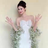 Braming Evening Dress 2026 New Banquet Host Shown Thin Fishtail Dress High-End White Light Wedding Design HZ0517