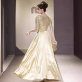 Champagne Gold Choir Head Dress Dress Evening Dress Female Host Adult Conductor Costumes Stage Competition Performance Costume HZ0517