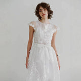French Light Wedding Dress Bride Morning Robe Girl Shoots Out Yarn Vintage Lace Engagement Dress Registration Small White Dress HZ0517