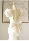 Fish-Tailed Vertiny Light Wedding Dress 2026 New Bubble Sleeve Simple Elegant Sexy Temperament Welcome Dew Back-To-Back Tail HZ0517