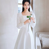 Sintered Light Wedding Dress French Simple Winter Small Man Certificate Small White Dress Dress White Dress Girl HZ0517