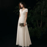 White Adult Evening Dress Dress 2026 New Summer Banquet Temperament Registration Engagement Evening Dress Morning Dress HZ0517