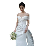 Fishtail Light Wedding Dress Super Xiansen Outdoor Wedding Bride Welcome To Go Out To Wear Simple Vertewn Shoulder Evening Dress HZ0517