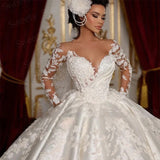 New Long-Sleeved Heavy Industry Luxury Bridal Wedding Dress Long Tail Main Wedding Dress High-End Slim Slimming Dress Dress HZ0517