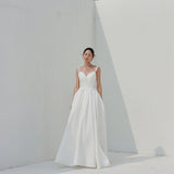 2025 New Slings Simple Temperament Light Wedding Bridal Certificate Registration Dress Long Daily Can Wear Small Dress HZ0517