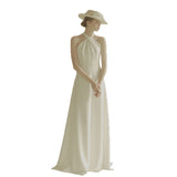 Light Wedding Dress French 2026 New Winter Temperament Dingy Noodles Hanging Neck Shooting Small Dress Simple Atmosphere Yarn Girl HZ0517