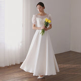 French Light Wedding Dress 2026 New Dens, Simple White Welcome Trip Outdoor Yarn Physical Store HZ0517