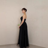 Korean New Wedding Dress Black Sexy Dress Sling Net Dress Banquet Temperament Light Wedding Dress HZ0517