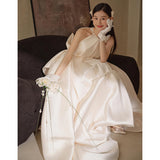 Bridal Main Wedding Dress 2026 New French Retro Hepburn Wind-Screative Neck Tug-In Yarn HZ0517