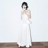 French Brated Light Wedding Dress Bridal High-End Simple Densate Certificate Registration Small White Dress Engagement White Dress HZ0517