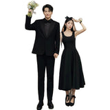 French Light Wedding Dress Black Sling Simple Small Individual Dress Adult Party Can Wear Evening Dress HZ0517