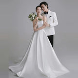 Korean Version Of The Linden Face Light Wedding Dress 2026 New Bridal Simple Atmospheric Yarn Welcome Photography Tail Dress HZ0517