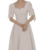 White Dress Dress Women's Summer French Retro Registration Card Small White Dress Party Dress HZ0517