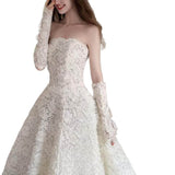 Vintage Lace Bra Bride Out Of The Yarn Heavy Industry Thin Simple Welcome Main Wedding Dress Small Tug-Tailed Skirt Light Yarn HZ0517