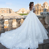 Wedding V-Neck 2026 New Big Tailed Wedding Dress Retro Sexy Tulle Long-Sleeved Wedding Dress HZ0517