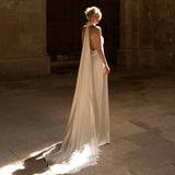 Hanging Neck Light Wedding Dress French Simple Travel White Thin Tail Sexy Welcome 2026 New Super Fairy Go Out Yarn HZ0517