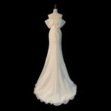 One-×Ö Shoulder-Sand-Faced Light Wedding Dress 2026 New Fishtail Small Tailed Bride Going Out Yarn Wedding Dress Wedding Dress HZ0517