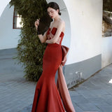 The Bridal 2026 New Tour Shot Light Wedding Wine Red Fish Tail Engagement Evening Dress HZ0517