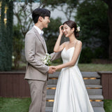 Spring Popular Korean Sling Ribbon With A Simple Pearl Travel Outdoor Photography Engagement Evening Dress Wedding Dress HZ0517