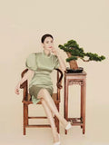 Green Cheongsam 2026 Spring New Young Girl Retro National Daily Mother Cheongsam HZ0517
