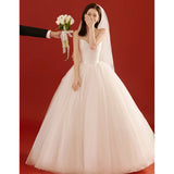 Korean-Style Densate Main Wedding Dress Small Bride Retro Go Out Yarn Studio Photo Light Yarn Bra Welcome Dress HZ0517