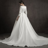 French Light Wedding Bridal Temperament Simple Retro Thin Nest Long Sleeve V Lord Wedding Dress HZ0517