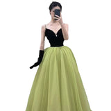 Suspension Evening Dress High-End Light Luxury Niche Sexy Host Annual Dress High-End Art Exam Net Yarn Temperament HZ0517