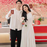 The Linden Light Wedding Dress Bride Small Travel Dress Dress Dress Certificate Registration Temperament White Dress Can Wear Every Day HZ0517
