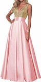 Women's Lien Rose Gold Evening Dresses Ball Dresses V-Necked Backs Of The Leadsmaid's Dresses Dinner Party Evening Dresses HZ0517