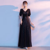 Banquet Evening Dress 2026 New Princess Long Mode Host Annual Meeting Command Dress Black Dress Art Exam Choir Suit HZ0517
