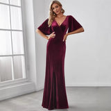 Velvet Banquet Evening Dress Fashion 2026 New Dress Atmospheric Elegant Fashion Evening Dress HZ0517