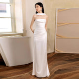 White Evening Dress Woman 2026 New Light Luxury Small High-End Engagement Dress Bridal Temperament Welcome Yarn HZ0517