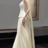 French Braided Bridal Engagement Dress 2026 New Sleeveless Linen Style Simple Densate Dress Travel Shot Wedding Dress HZ0517