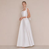 Light Wedding Dress Rysante Dress 2026 New Sling Square Tie Simple Host Banquet Temperament Evening Dress HZ0517