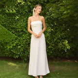 French Light Wedding Dress Bride Simple Tset-Sin Style Temperament Certificate Registration Small White Dress Engagement White Dress Dress HZ0517