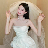 French Small Small Wedding Dress Bridal Bristling Short Ponbo Ponbo High-End Certificate Registration Engagement Dress HZ0517